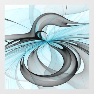 Abstract Anthracite Grey Blue Modern Fractal Art Window Cling