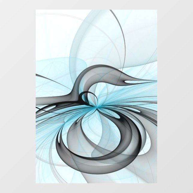 Abstract Anthracite Grey Blue Modern Fractal Art Window Cling (Sheet)