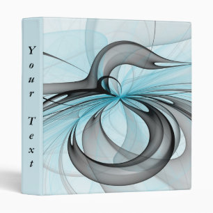 Abstract Anthracite Grey Blue Modern Fractal Text Binder