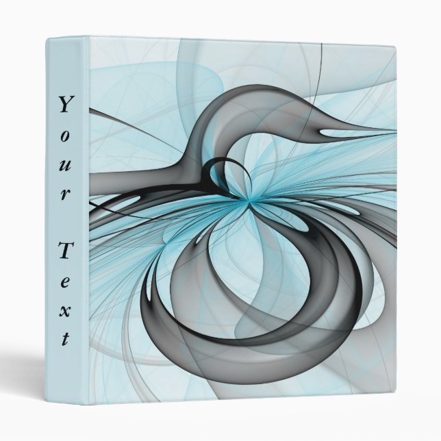 Abstract Anthracite Grey Blue Modern Fractal Text Binder (Front/Spine)