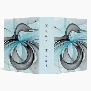 Abstract Anthracite Grey Blue Modern Fractal Text Binder