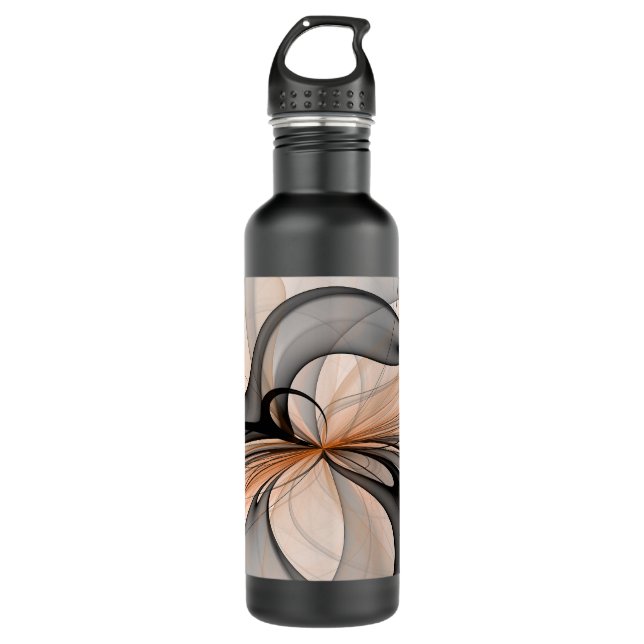 Abstract Anthracite Grey Sienna Modern Fractal Art 710 Ml Water Bottle (Front)