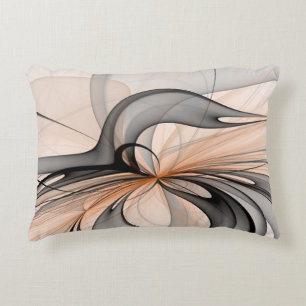 Abstract Anthracite Grey Sienna Modern Fractal Art Accent Pillow