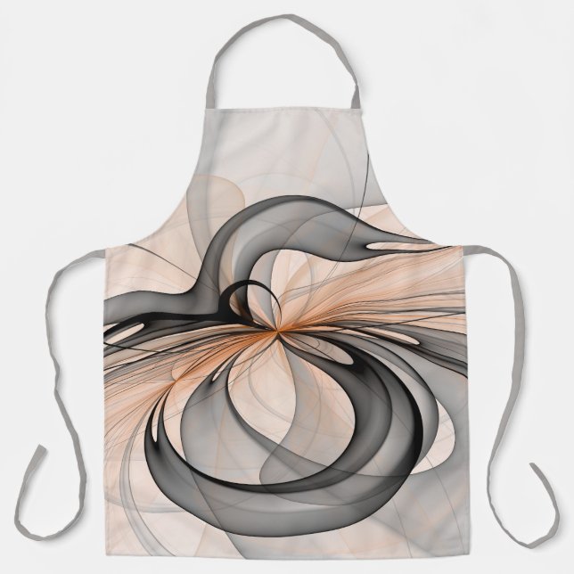 Abstract Anthracite Grey Sienna Modern Fractal Art Apron (Front)