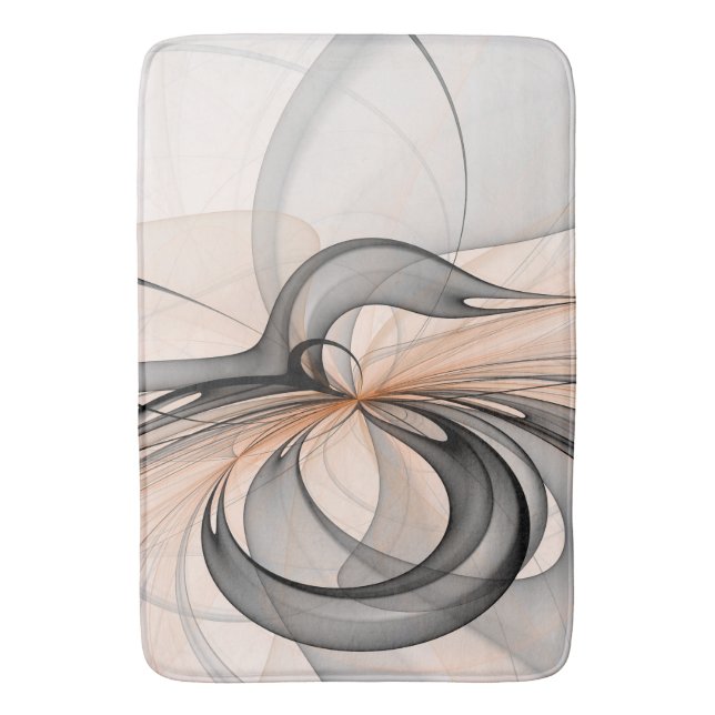 Abstract Anthracite Grey Sienna Modern Fractal Art Bath Mat (Front Vertical)