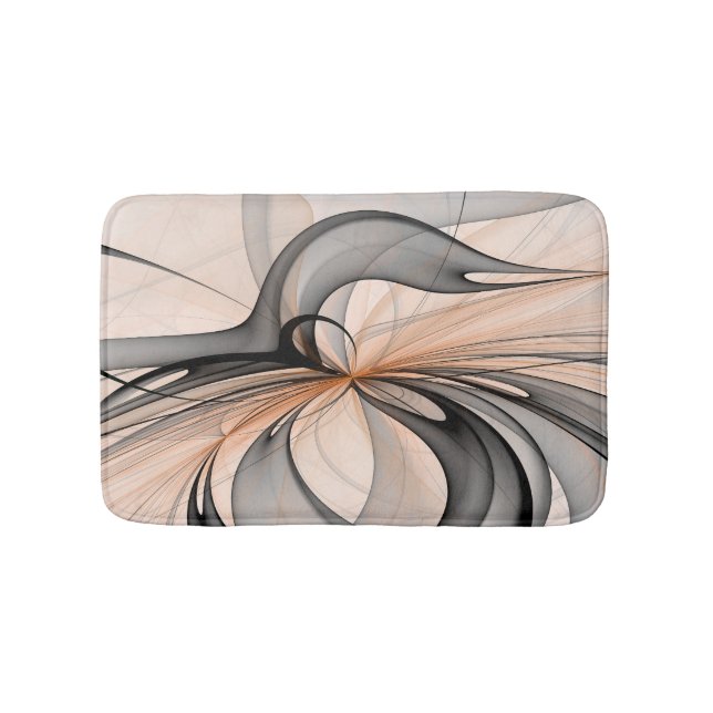 Abstract Anthracite Grey Sienna Modern Fractal Art Bath Mat (Front)