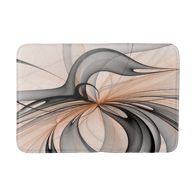 Abstract Anthracite Grey Sienna Modern Fractal Art Bath Mat (Front)