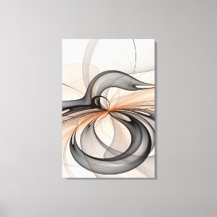 Abstract Anthracite Grey Sienna Modern Fractal Art Canvas Print