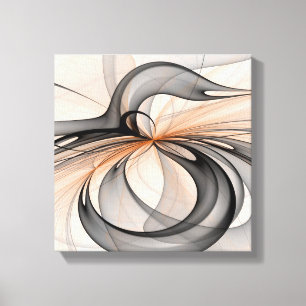 Abstract Anthracite Grey Sienna Modern Fractal Art Canvas Print