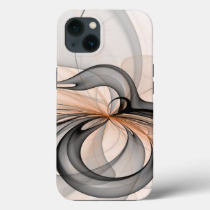 Abstract Anthracite Grey Sienna Modern Fractal Art iPhone 13 Case