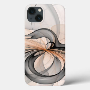 Abstract Anthracite Grey Sienna Modern Fractal Art iPhone 13 Case
