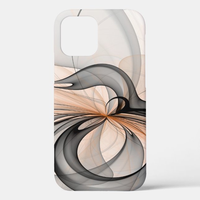 Abstract Anthracite Grey Sienna Modern Fractal Art Case-Mate iPhone Case (Back)