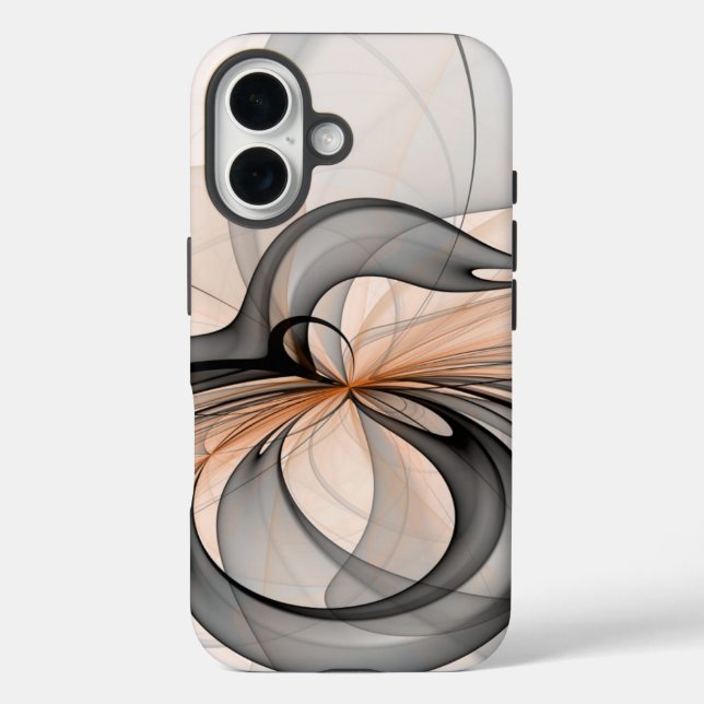 Abstract Anthracite Grey Sienna Modern Fractal Art Case-Mate iPhone Case (Back)