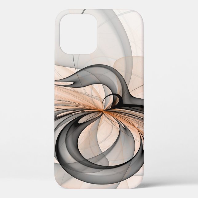 Abstract Anthracite Grey Sienna Modern Fractal Art Case-Mate iPhone Case (Back)