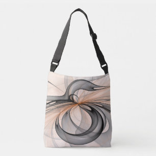 Abstract Anthracite Grey Sienna Modern Fractal Art Crossbody Bag
