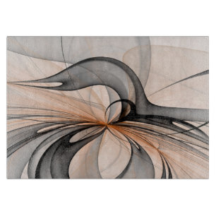 Abstract Anthracite Grey Sienna Modern Fractal Art Cutting Board