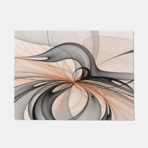 Abstract Anthracite Grey Sienna Modern Fractal Art Doormat