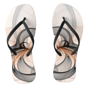 Abstract Anthracite Grey Sienna Modern Fractal Art Flip Flops