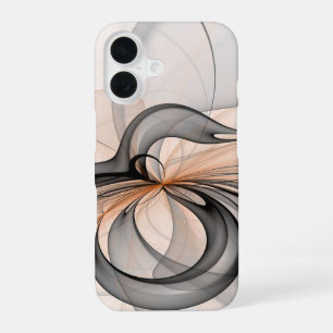 Abstract Anthracite Grey Sienna Modern Fractal Art iPhone 16 Case