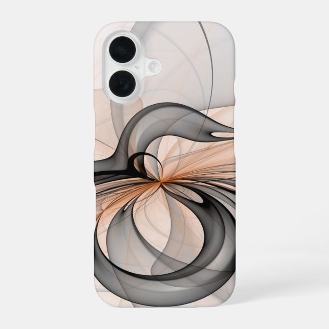 Abstract Anthracite Grey Sienna Modern Fractal Art iPhone 16 Case (Back)