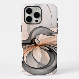 Abstract Anthracite Grey Sienna Modern Fractal Art iPhone 16 Pro Max Case
