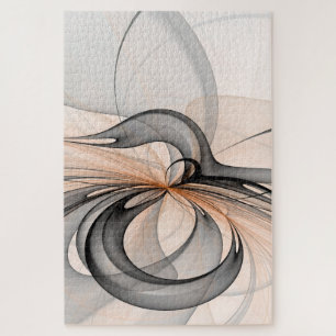 Abstract Anthracite Grey Sienna Modern Fractal Art Jigsaw Puzzle