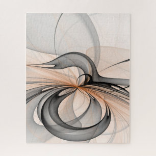 Abstract Anthracite Grey Sienna Modern Fractal Art Jigsaw Puzzle