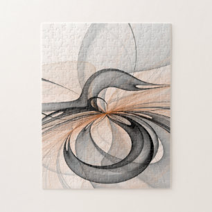 Abstract Anthracite Grey Sienna Modern Fractal Art Jigsaw Puzzle