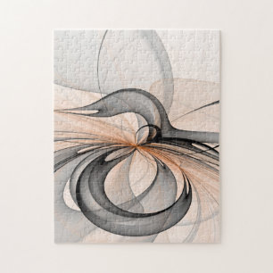 Abstract Anthracite Grey Sienna Modern Fractal Art Jigsaw Puzzle