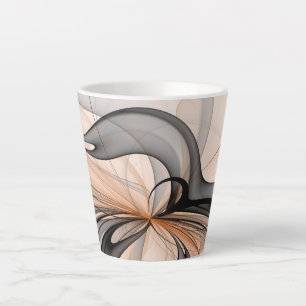 Abstract Anthracite Grey Sienna Modern Fractal Art Latte Mug