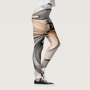 Abstract Anthracite Grey Sienna Modern Fractal Art Leggings
