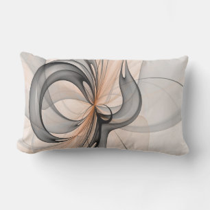 Abstract Anthracite Grey Sienna Modern Fractal Art Lumbar Pillow