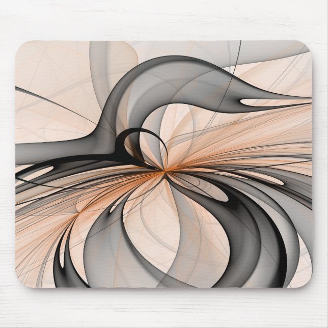 Abstract Anthracite Grey Sienna Modern Fractal Art Mouse Pad (Front)