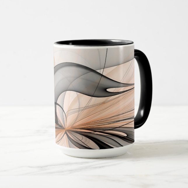 Abstract Anthracite Grey Sienna Modern Fractal Art Mug (Front Right)