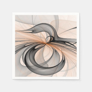 Abstract Anthracite Grey Sienna Modern Fractal Art Napkin