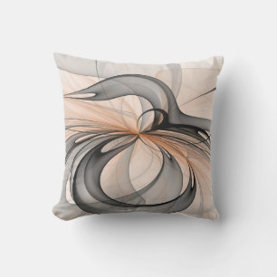 Abstract Anthracite Grey Sienna Modern Fractal Art Outdoor Pillow