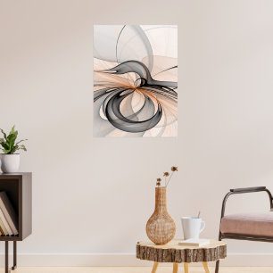 Abstract Anthracite Grey Sienna Modern Fractal Art Poster