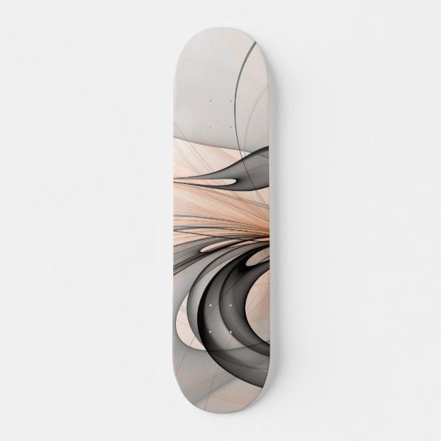 Abstract Anthracite Grey Sienna Modern Fractal Art Skateboard (Front)