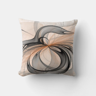 Abstract Anthracite Grey Sienna Modern Fractal Art Throw Pillow