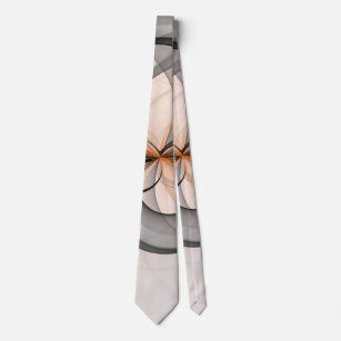 Abstract Anthracite Grey Sienna Modern Fractal Art Tie