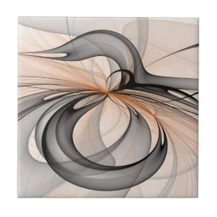 Abstract Anthracite Grey Sienna Modern Fractal Art Tile
