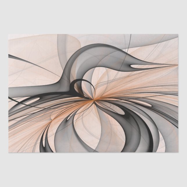 Abstract Anthracite Grey Sienna Modern Fractal Art Tissue Paper (Front)