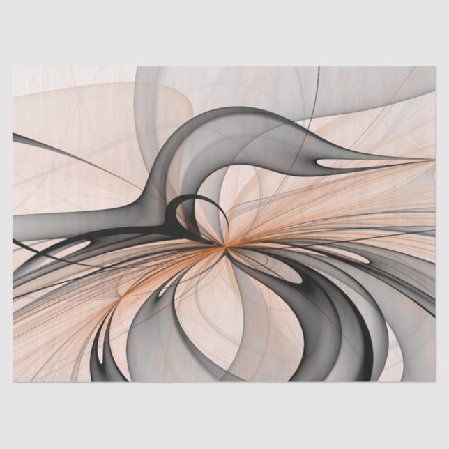 Abstract Anthracite Grey Sienna Modern Fractal Art Tissue Paper (Front)