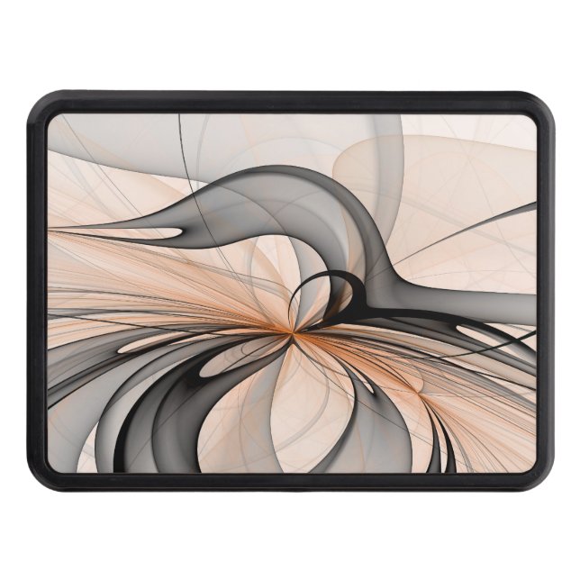 Abstract Anthracite Grey Sienna Modern Fractal Art Trailer Hitch Cover (Front)