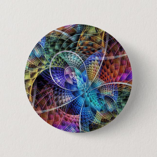 Abstract Apophysis Fractal X 2 Inch Round Button (Front)