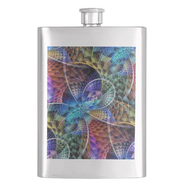 Abstract Apophysis Fractal X Hip Flask (Front)