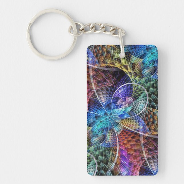 Abstract Apophysis Fractal X Keychain (Front)