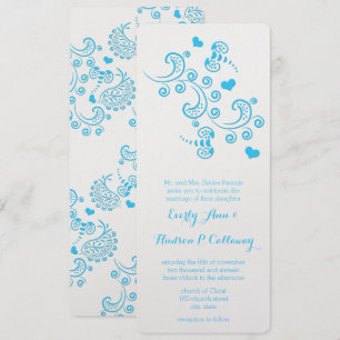 Abstract Aqua Blue Butterfly or Bumble Bee Wedding Invitation