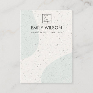 ABSTRACT AQUA BLUE CERAMIC EARRING DISPLAY LOGO BUSINESS CARD