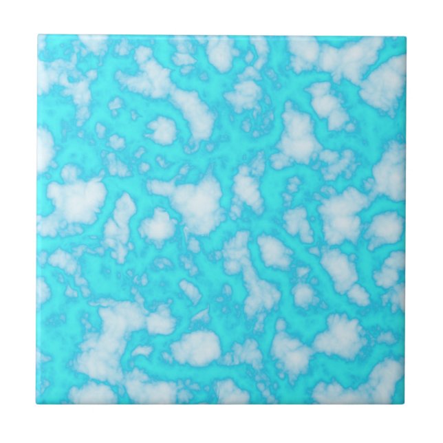 Abstract Aqua Blue Marble Tile (Front)